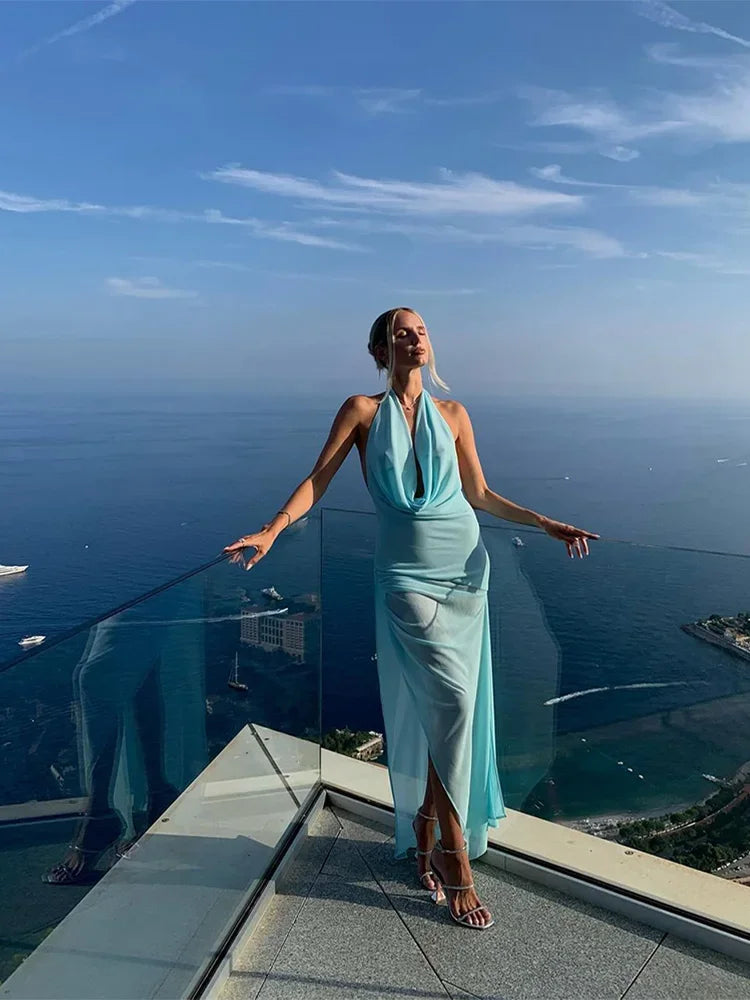 שמלת מקסי קוקטייל - BLUE SKY