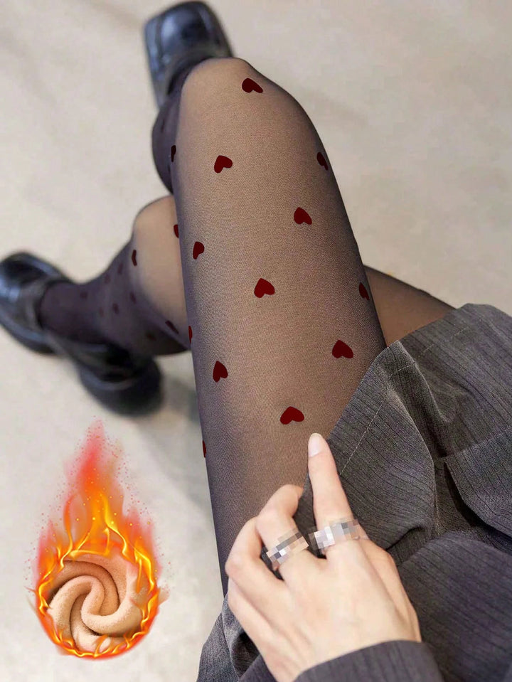 Thermal tights with heart design