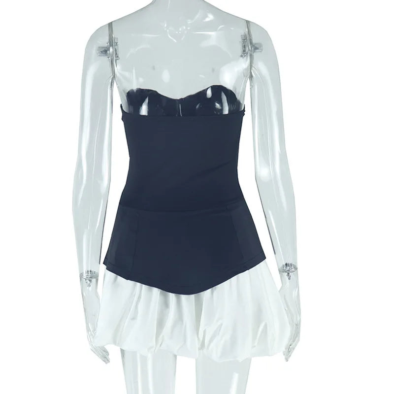 שמלת מיני סטרפלס בלון בעיצוב מחוך - Phoebe