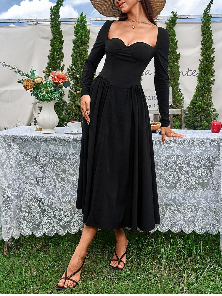 שמלת מידי בגזרת A בעיצוב כפרי - Giuliana