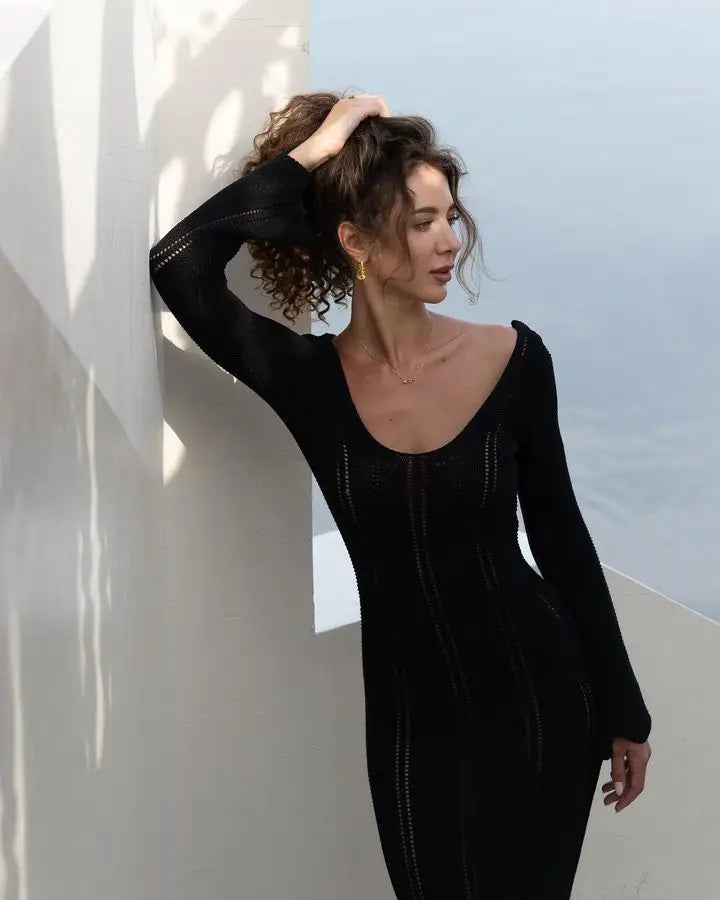 שמלת מקסי סרוגה גב פתוח - Sierra