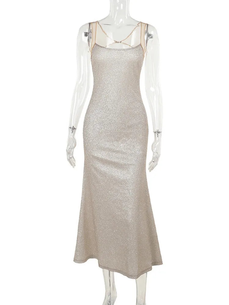 שמלת מקסי נצנצים גב פתוח - SPARKLE