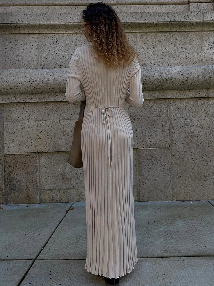 שמלת מקסי בד חורפי - לאמרה