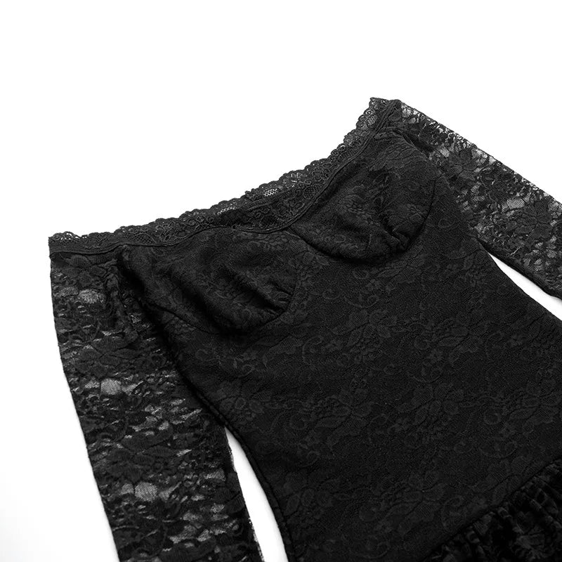 שמלת מיני תחרה מלמלה כתפיים חשופות - Shay