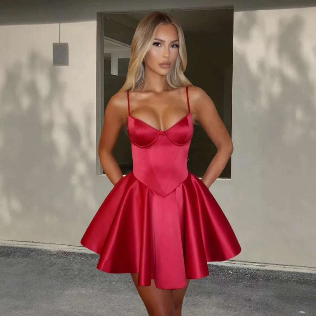 שמלת מיני סאטן בגזרת A - Tiffany