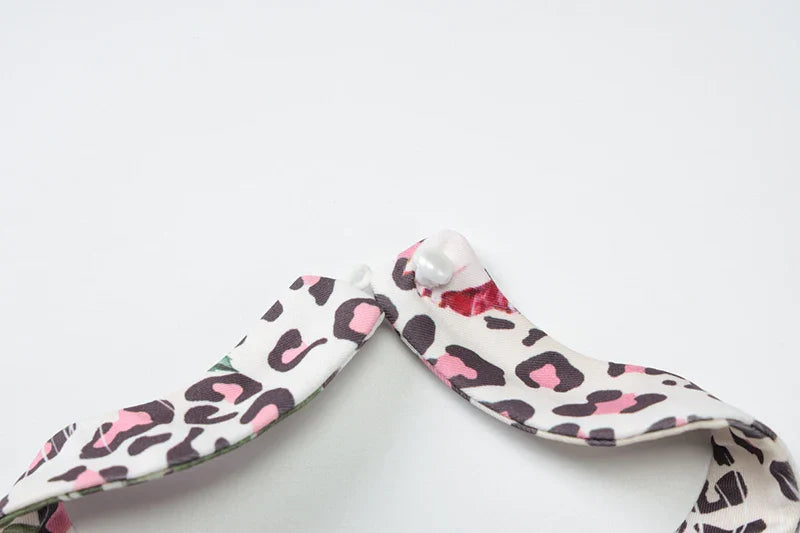 שמלת מיני קולר בהדפס מנומר בעיטור פרחים גב פתוח - צ'ילי