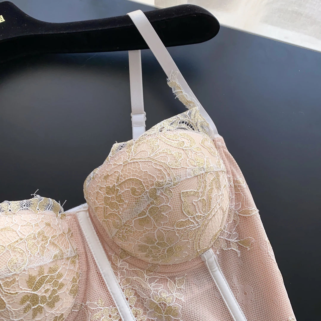 Lace corset with pin closure