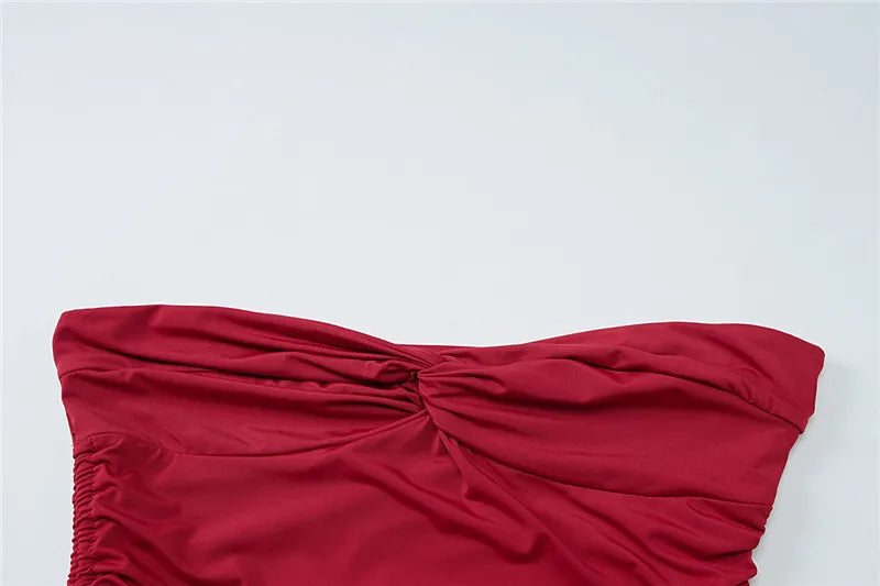 שמלת מיני סטרפלס כיווצים - גבי