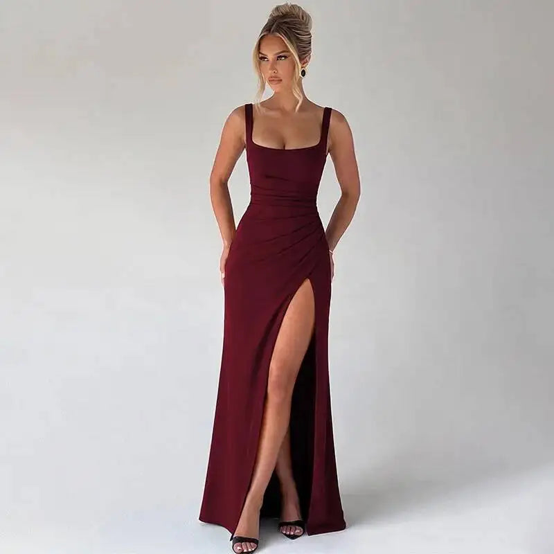 Elegant maxi dress with a slit design - Ian
