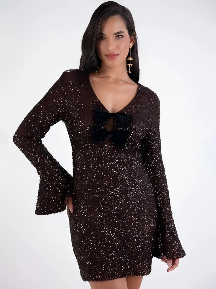 Bow tie sequin mini dress - ZADIG