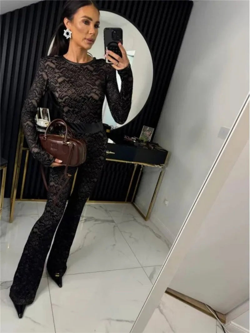 אוברול תחרה עם תחתית (לא שקוף) - אריקה