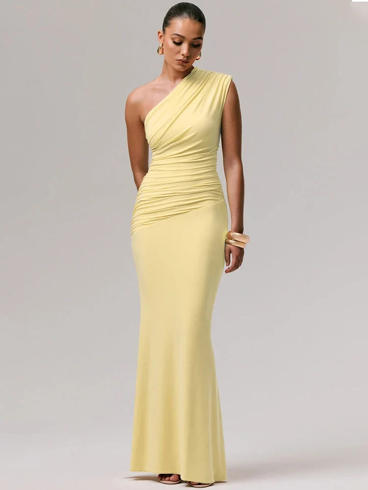 Elegant one-shoulder maxi dress - Jeska