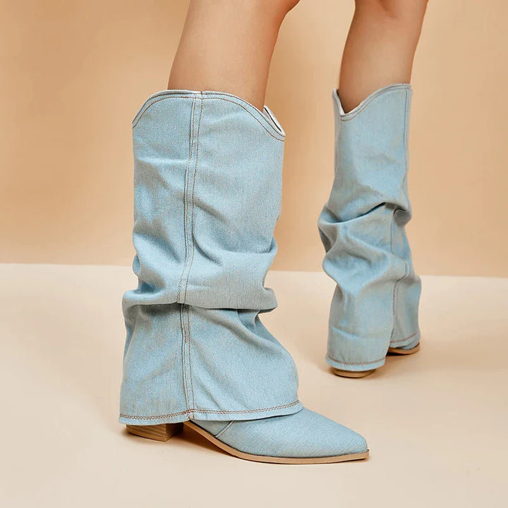 Denim heeled boots - Edison
