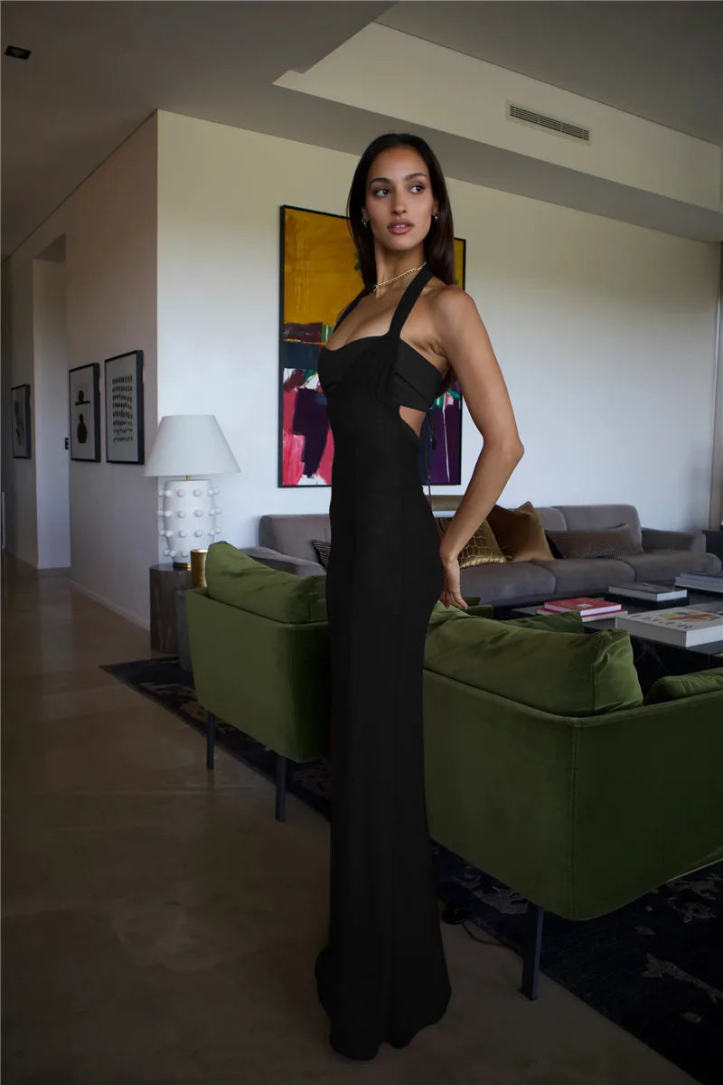 שמלת מקסי אלגנטית בעיצוב מיוחד קשירות בגב - איזבלה