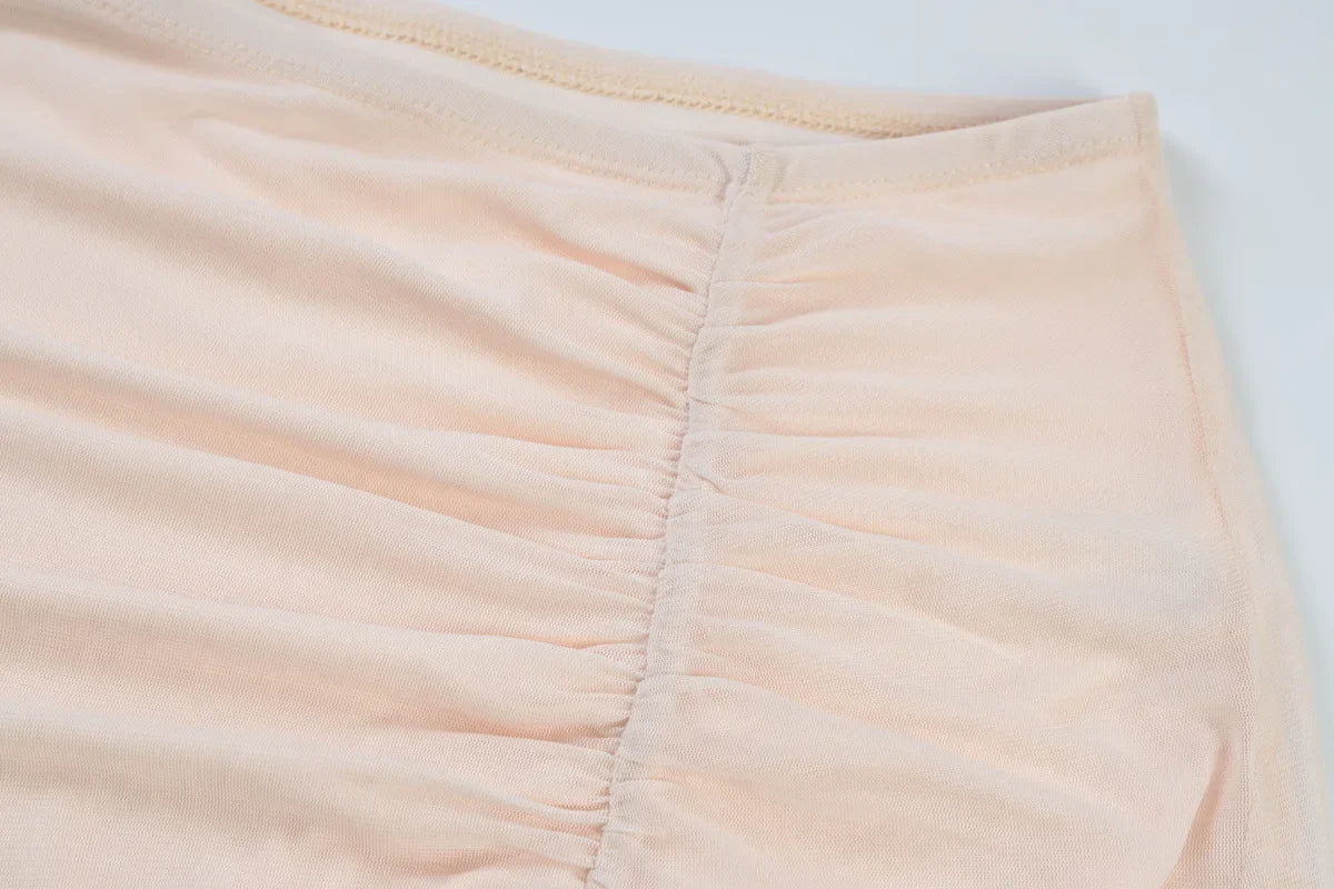 סט שני חלקים בעיצוב כיווצים טופ וחצאית מקסי מלמלה בעיטור שסע - Fernanda