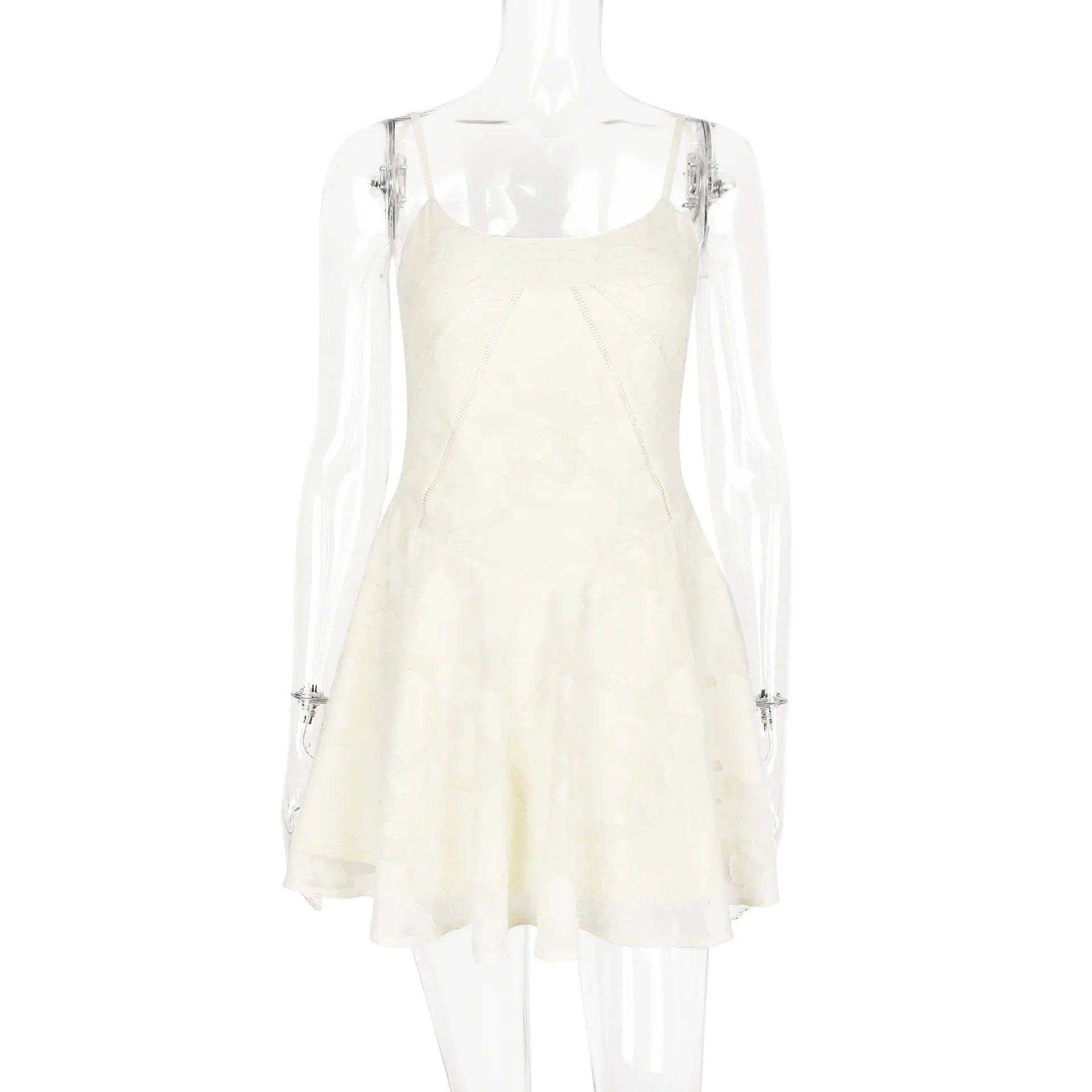 שמלת מיני שיפון בגזרת A בעיטור רקמת איורי פרחים בעיצוב קשירה בגב להצמדה במותן - Allyson