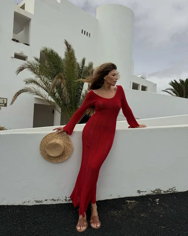 שמלת מקסי סרוגה גב פתוח - Sierra