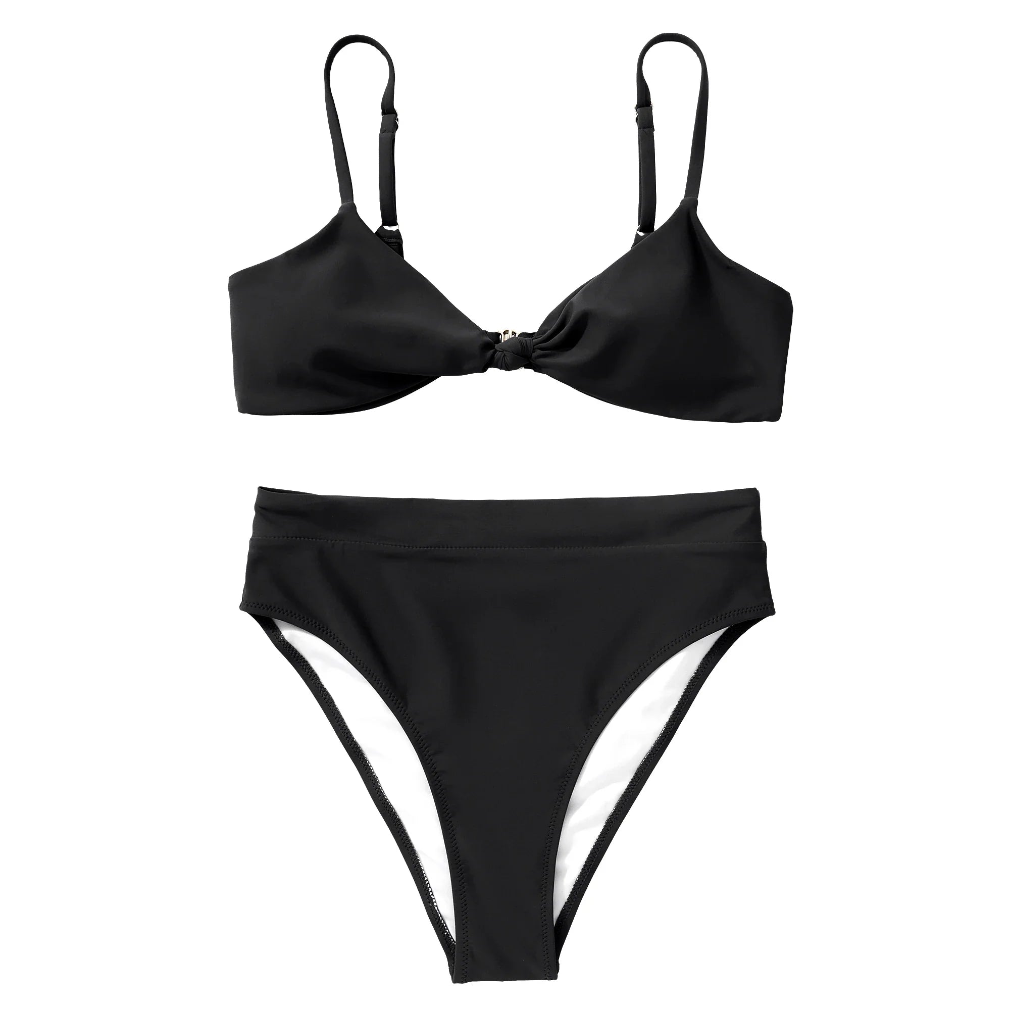 ביקיני תחתון גזרה גבוהה מחטב חזייה בקישוט קשר למראה מוצמד ומורם - שריל