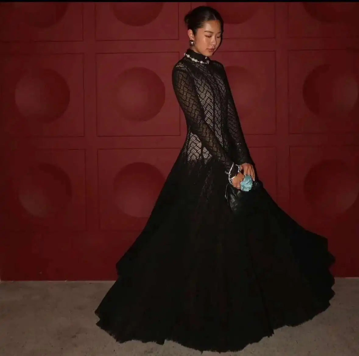 שמלת מקסי ערב יוקרתית בעיצוב ארוג בגזרת A - ליבי