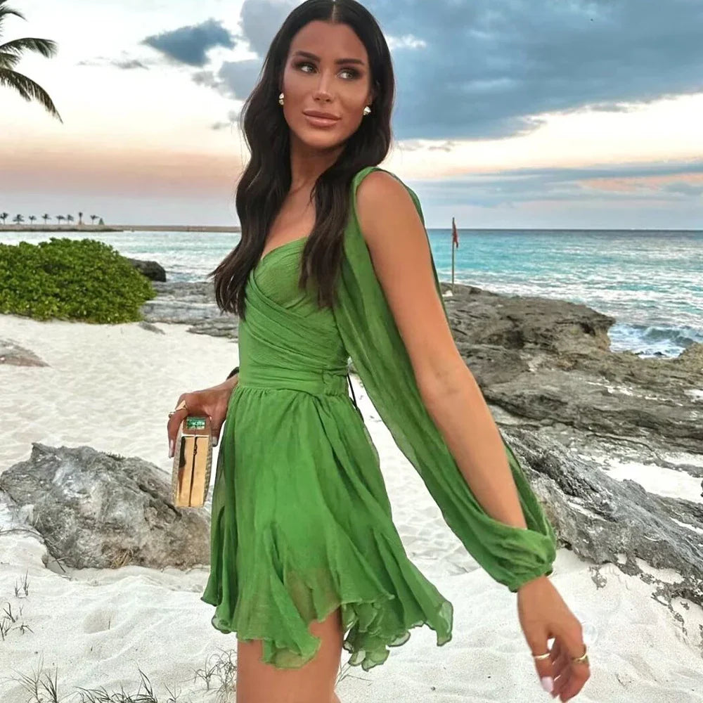 שמלת מיני מלמלה שרוולים פתוחים - נויה לי