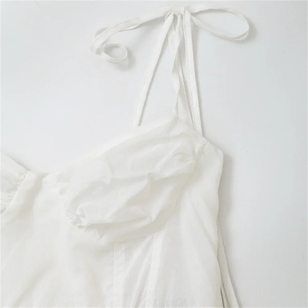 שמלת מקסי מלמלה בגזרת A קשירה בכתפיות - Allie