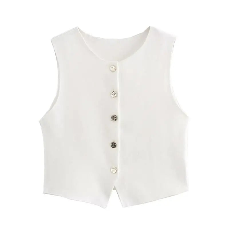 סט שני חלקים סרוג ווסט כפתורים וחצאית מקסי - פולינה