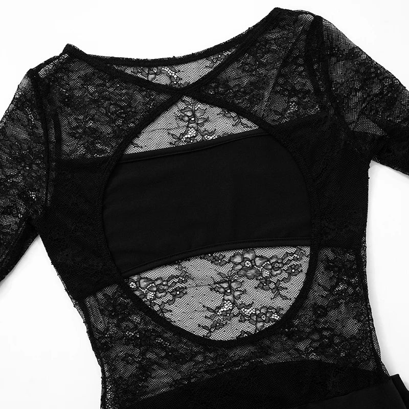 שמלת מיני תחרה גב פתוח בעיצוב קיפולים - תבל אור