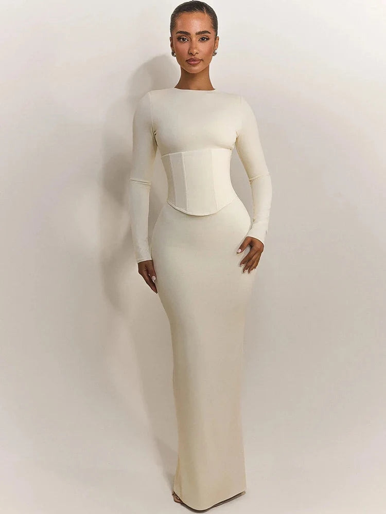 Maxi dress with corset design - TOHAR