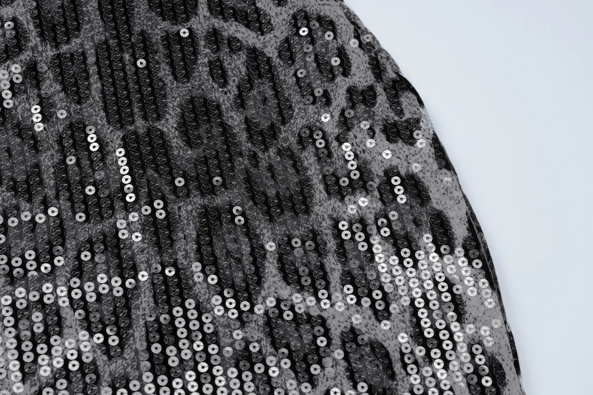 שמלת מיני סטרפלס פייטים מנומרת - Veronica