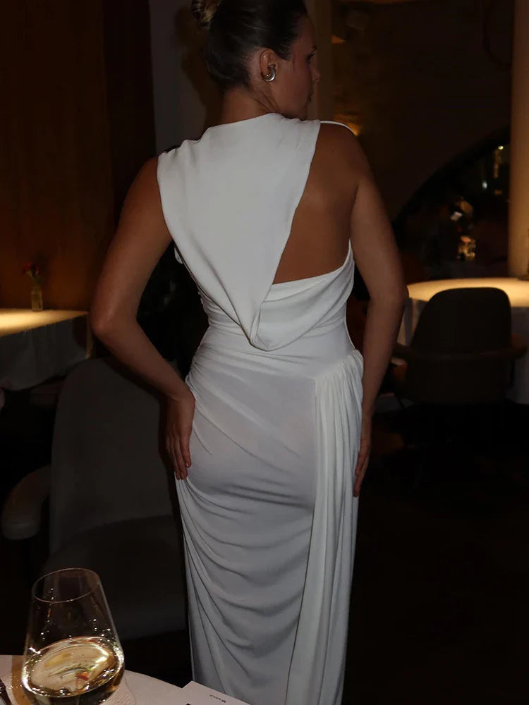 שמלת מקסי קיפולים בעיצוב שסע - אייז'ה