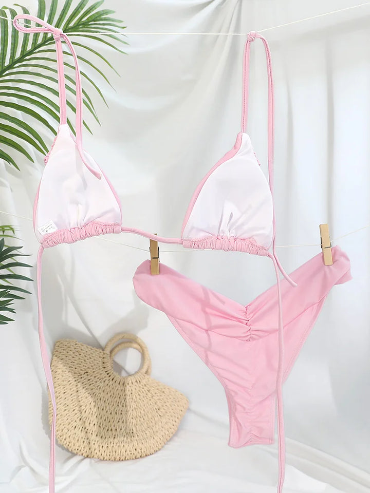 Triangle swimsuit, scrunch, tie-up, Brazilian bottom - Starcy