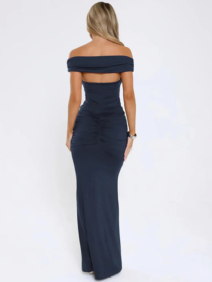 Off-the-shoulder ruched maxi dress with ruched design - Fabiana