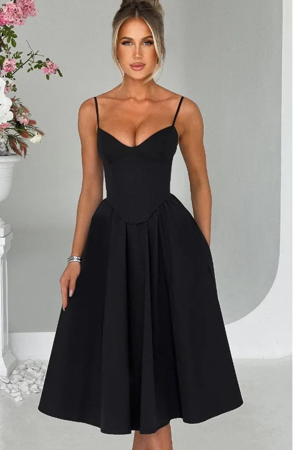 שמלת מידי בגזרת A בעיצוב קלאסי - Nataly