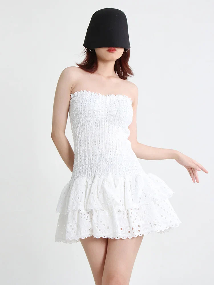 שמלת מיני סטרפלס כיווצים מלמלה - דיאן