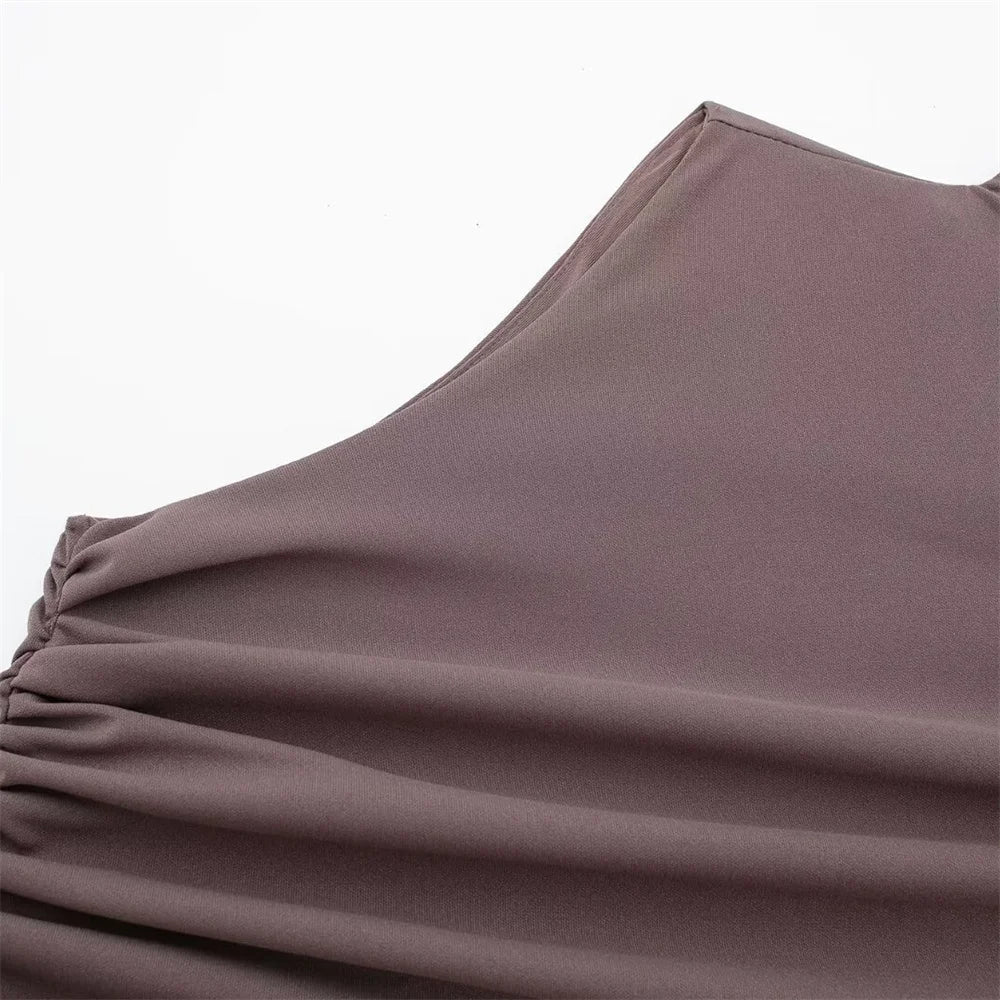 שמלת מקסי אלגנטית צמודה בעיצוב כיווצים - לוזיאנה