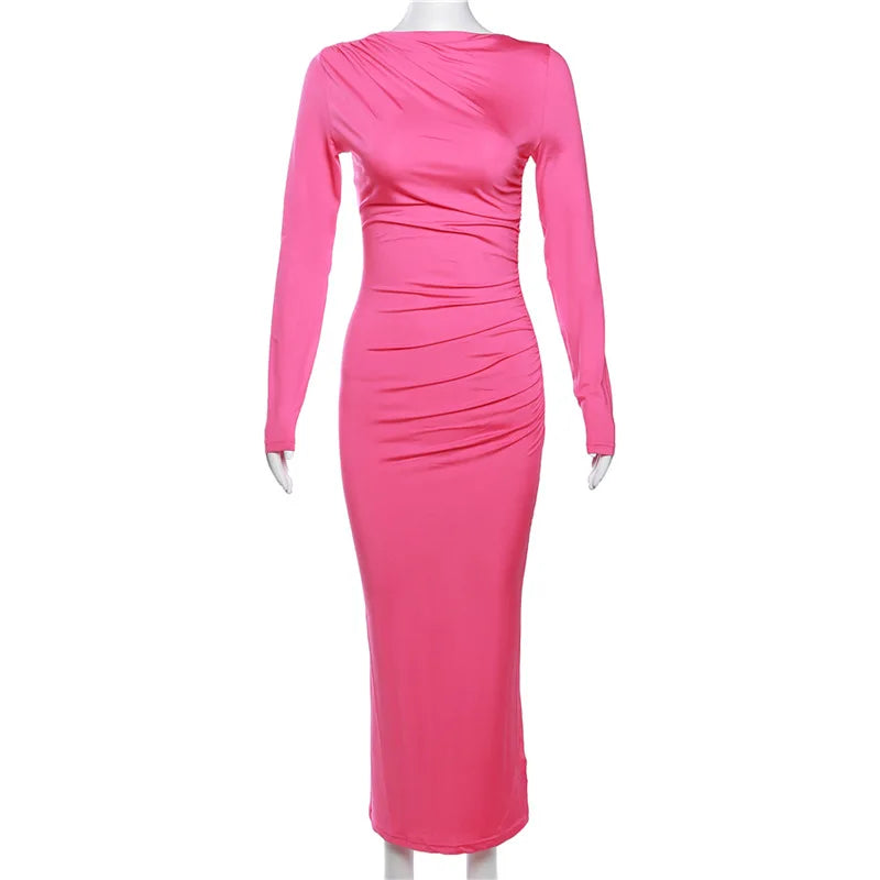 שמלת מקסי צמודה מחטבת - נועה