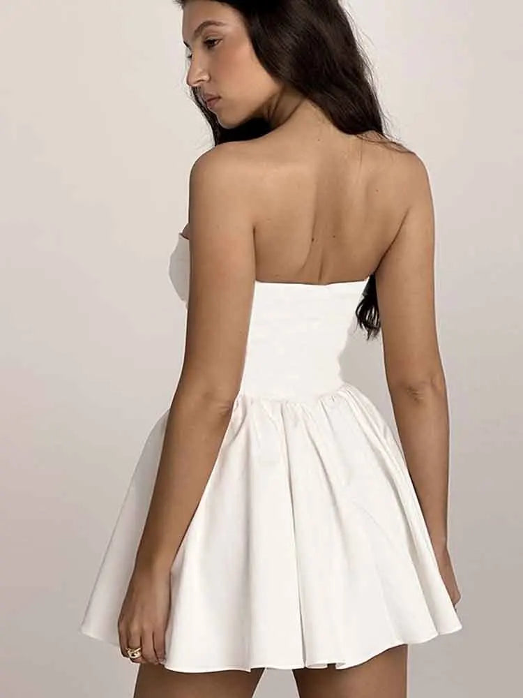 שמלת מיני סטרפלס בגזרת A - Louisa