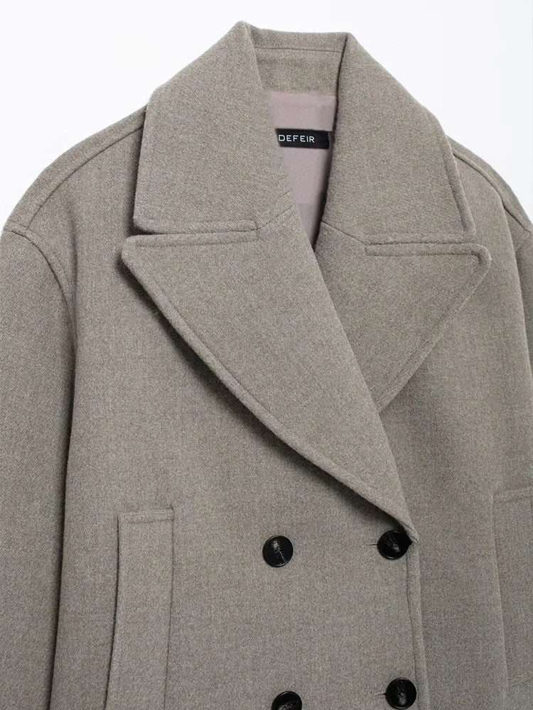 מעיל צמר קצר סגירת כפתורים - וולה