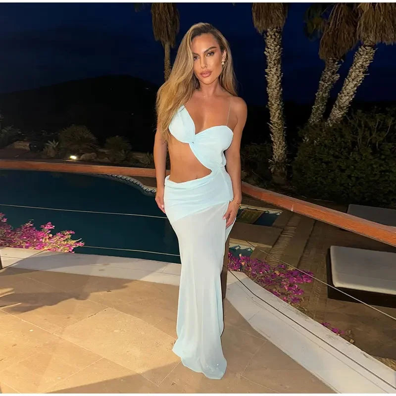 שמלת מקסי בעיצוב מיוחד בעיטור שסע - לימסול