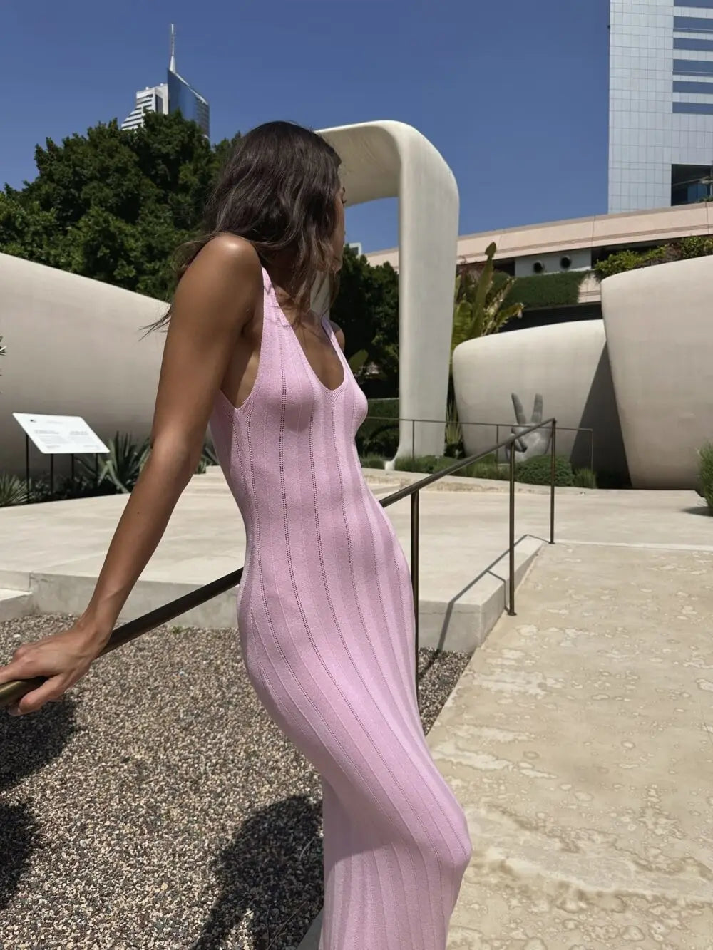 שמלת מקסי סרוגה גב פתוח - Maliyah