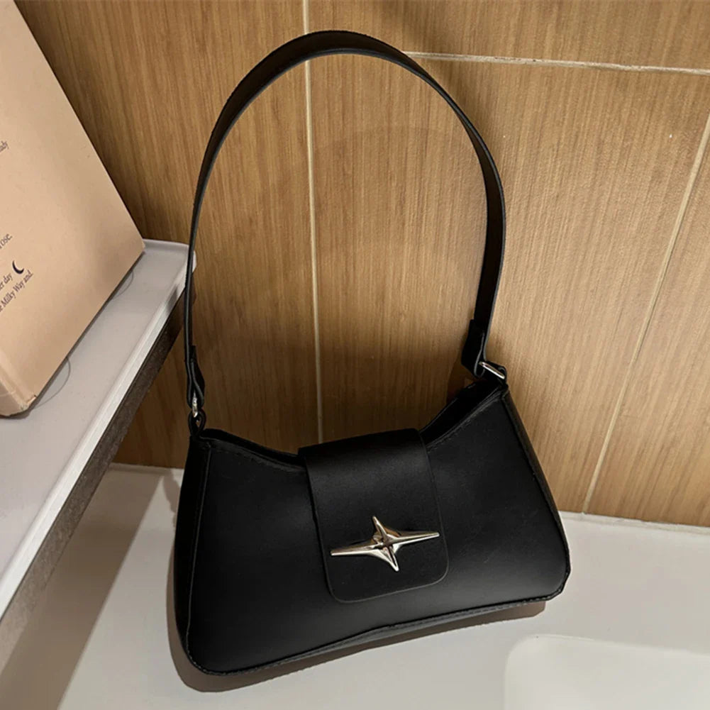 Faux leather bag with buckle design