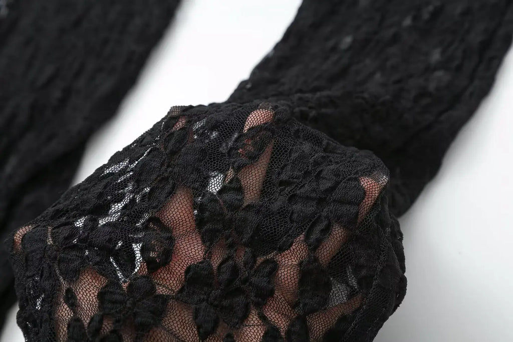 חליפת תחרה שני חלקים בגד גוף ומכנסיים ארוכים - מנור