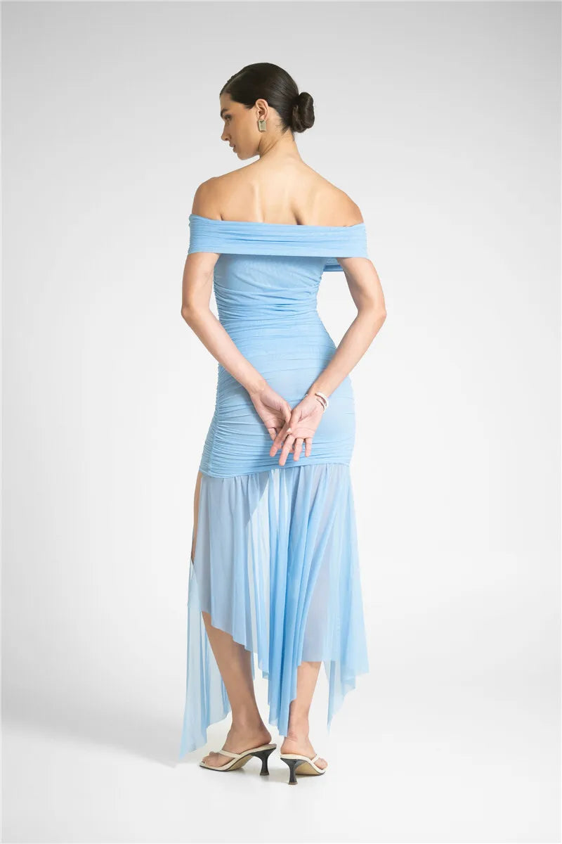 שמלת חוף שקופה כתפיים חשופות בעיצוב שסעים - לילאה