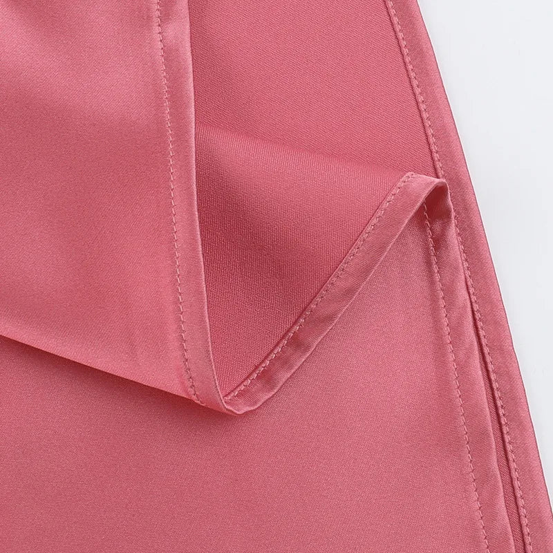 שמלת מקסי סטרפלס סאטן בעיצוב קיפולים - רוזה