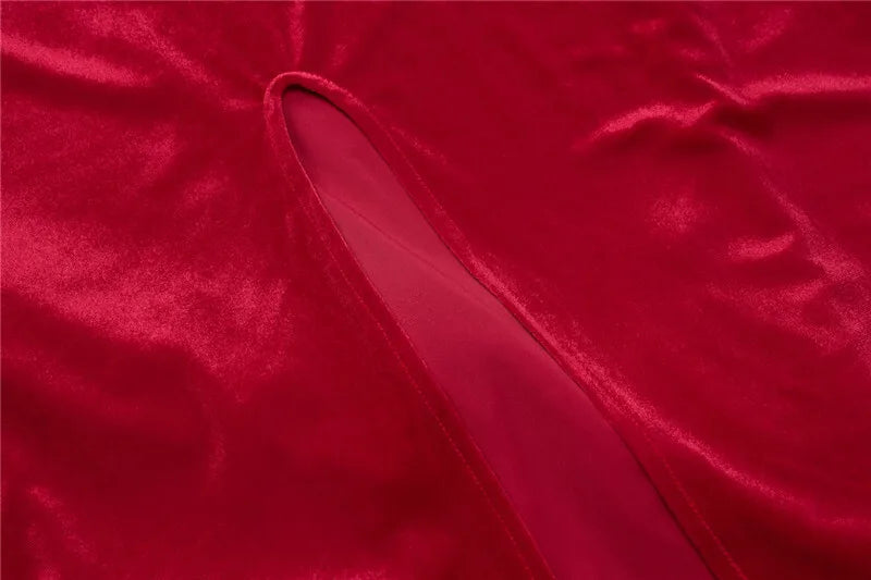 שמלת מקסי קטיפה צמודה - AMOR