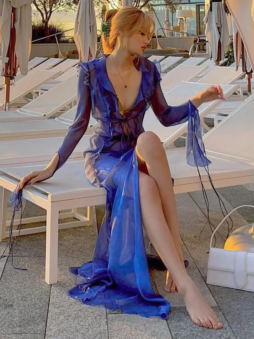 שמלת חוף מקסי ראפלס - דון