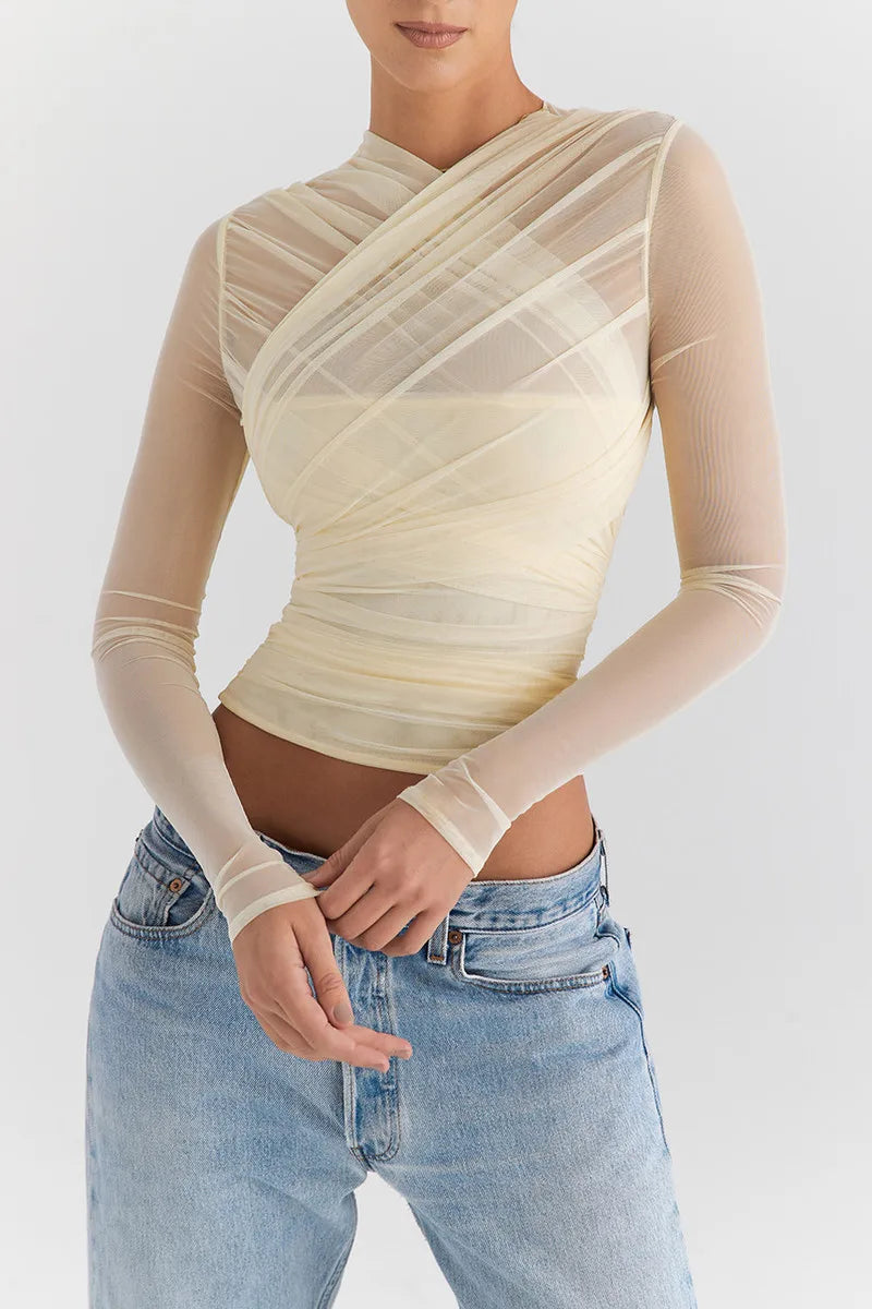 חולצת שיפון בעיצוב כיווצים - דורון