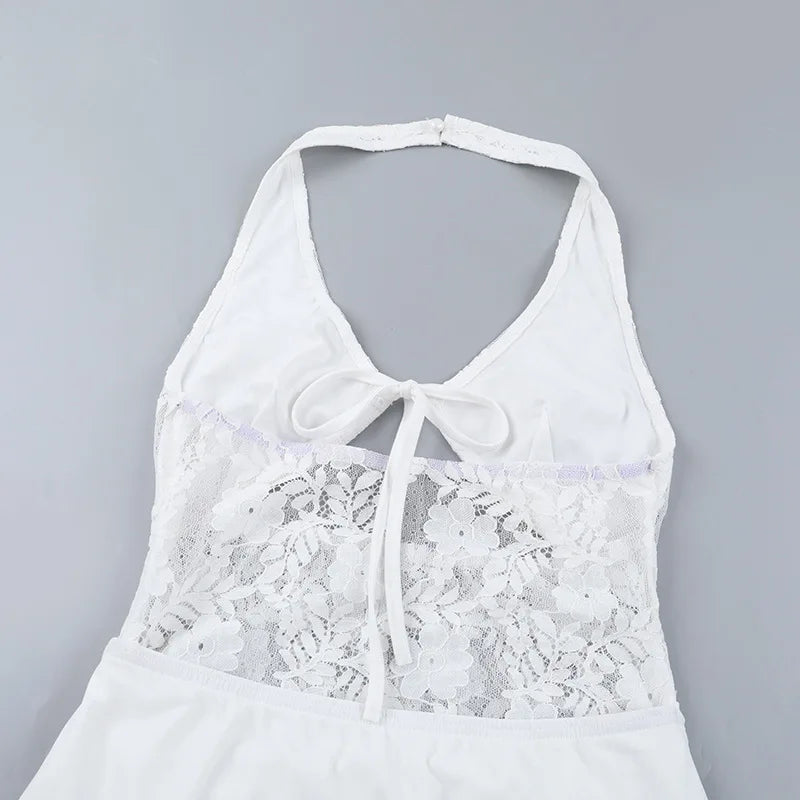 שמלת מיני בעיטור תחרה גב פתוח - יאז