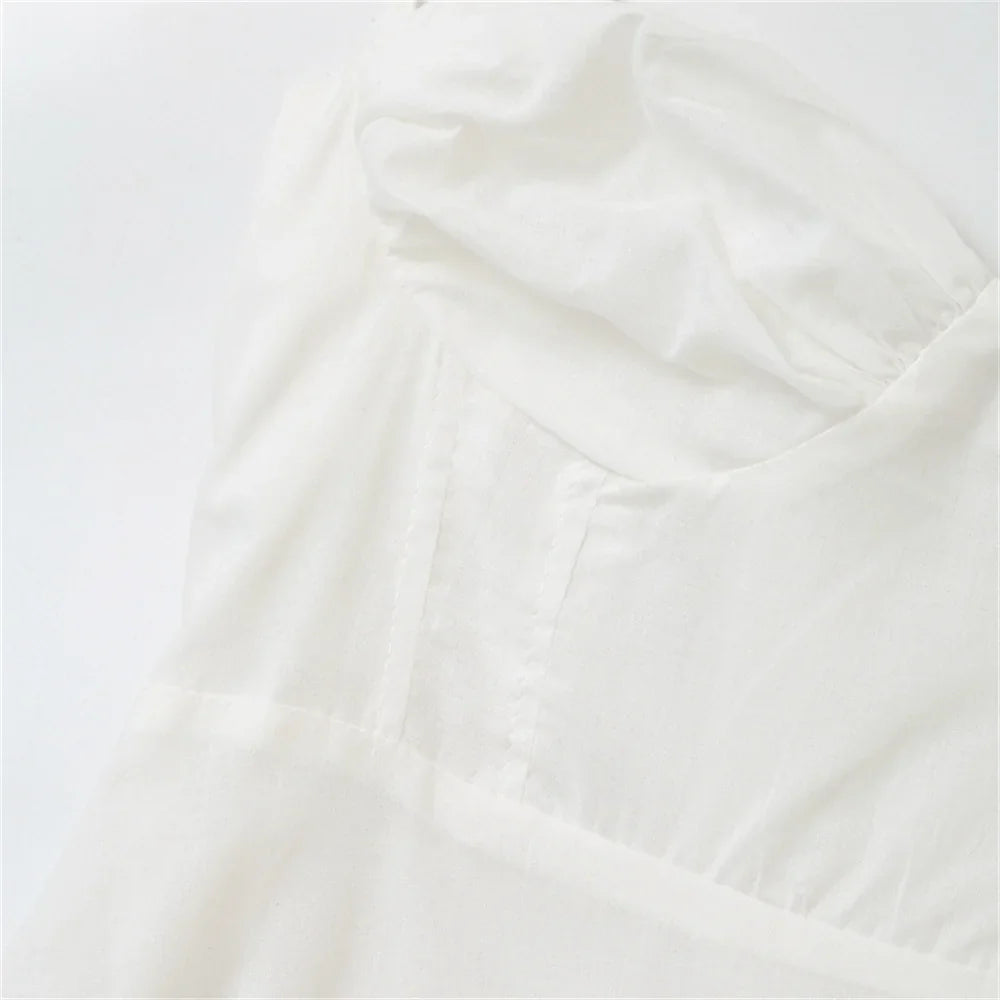 שמלת מקסי מלמלה בגזרת A קשירה בכתפיות - Allie