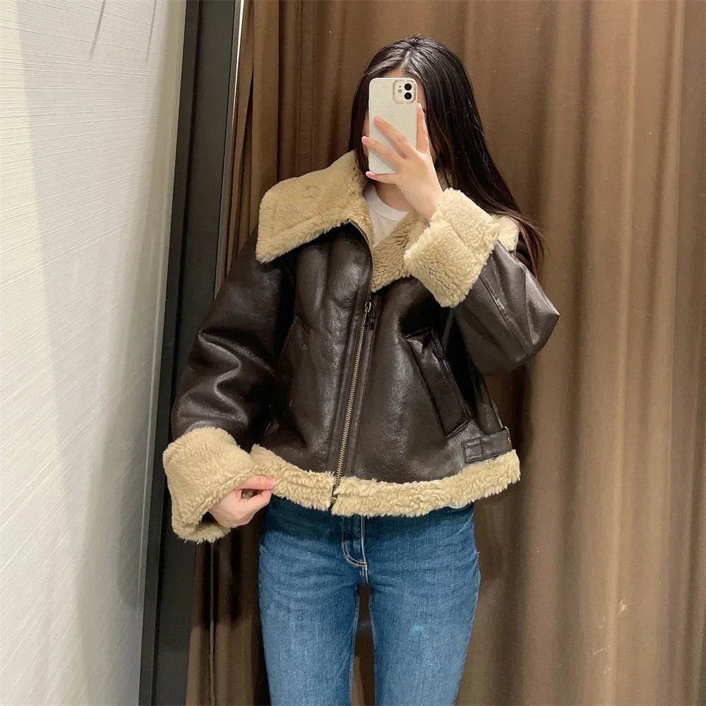 מעיל עור פרווה פנימית - קנדי